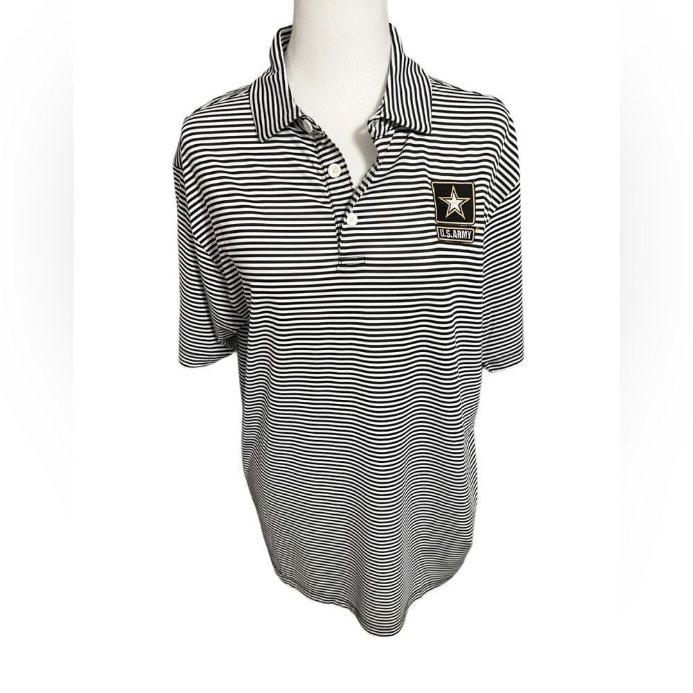 Columbia golf polo black and white stripes US ARMY embroidered logo large men - Picture 4 of 10